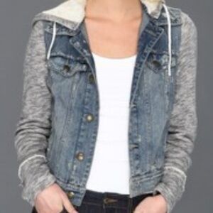 Free People Denim Jacket with Gray Sleeves